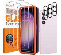 QsmQam 3 Pack Screen Protector for Samsung Galaxy S23 FE + 3 Pack Camera Lens Protector, Ultra HD Tempered Glass, 9H Hardness, Anti Scratch, Easy Installation - Case Friendly