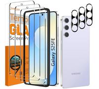 QsmQam 3 Pieces Tempered Glass for Samsung Galaxy S25 FE and 3 Pieces Camera Film, Anti-Scratch Film, 9H Hardness, Protective Glass for Samsung Galaxy S25 FE