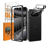 QsmQam Pack of 3 Tempered Glass Screen Protector for Google Pixel 10 Pro XL and 3 Pieces Camera Protection, 9H Hardness Screen Protector, HD Screen Protector Film, Anti-Scratch, Bubble-Free