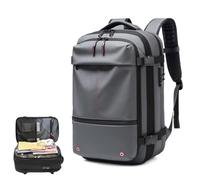 Qsnailfrr Vacpack Backpack, 60L Expandable Travel Backpack with Vacuum Compression, Unisex, One Size, Gray, Water Resistant, Anti-Theft, College/University, Hiking, Camping