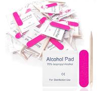 Qsnidy 30 Pack Disposable Manicure Kit Individually Packed 3-Piece Mini Press on Nail Art Tool Prep Kit Includes Mini Nail File, Cuticle Stick, Prep Pad, 30 Sets for Salon Business Home Travel Use