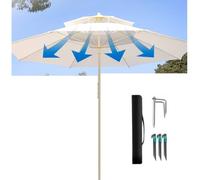 QSPNVFB 8 Ribs Square Cantilever Umbrella Canopy 8x8ft Pool Umbrella Replacement Cloth, Yard Patio Offset Parasol Top Cover Replacement Fabric Anti-UV(Beige,Single top 2.5m(8'))