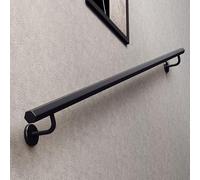 QSPNVFB Black Iron Hand Railing Wall Mount Stair Handrail 1ft 2ft 3ft 4ft Rail Banister Support Rod for Staircase Porch Ramps Decks Non-Slip Grab Bar(30cm(1ft))