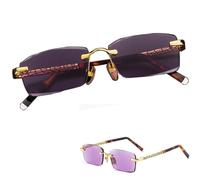QSPNVFB Diamond Cutting Reading Glasses Purple， Rimless Sunglasses For Men Women, +2.0 Crystal Readers Diamond-Cut Amethyst(+3.0)