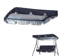 QSPNVFB Porch Glider Swing Canopy Cover, Waterproof Outdoor Patio Bench Swing Shade Fabric 3-Seate Swing Chair Replacement Top Cover For Backyard Garden(Black,195x125 CM (77x49 Inch))