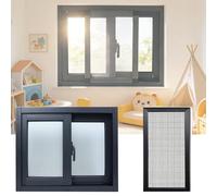 QSPNVFB Sliding Basement Window with Screen Aluminum Bathroom Window Heavy Duty Mobile Warehouse Windows for Houses Cabins Shed Farmhouse Barns(Black,W 70 x H 80 cm (28" x 32"))