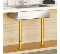 QSPNVFB Telescopic Support Pole For Sink Furniture Leg, 2 Pcs Adjustable Sink Bracket Table Leg, Stainless Steel Adhesive Undermount Basin Support Rod(Gold,Height 42-76cm)