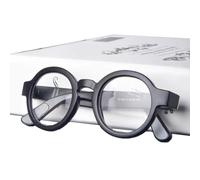 QSPNVFB Vintage Professor Reading Glasses +3.0 Round Wizard Readers, Full Frame Nerd Eyeglasses TR90 Amber/Blue/Yellow/Red(Black,+2.0)