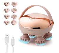 QSPORTPEAK Electric Scalp Massager,Head Cleaning Massager Also Suitable for Pets,IPX7 Waterproof,Portable Handheld Massager for Head Body Relaxation, Stress Relief and Hair Care,Rose Gold