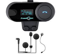 QSPORTPEAK Motorcycle Helmet Bluetooth Intercom Kit, Motorbike Helmet Intercom Interphone Headset for 2 or 3 Riders, LCD Screen/FM Radio/Mobile Phone/MP3/GPS Connective/Range 800m/Handsfree (1 Pack)