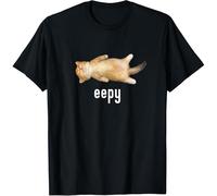 QSQLZ Eepy Cat, Silly Sleepy Cat Meme T-Shirt Black