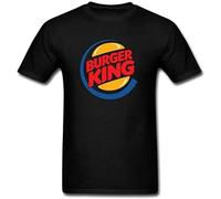 QSQLZ Men's Food Burger King Logo T-Shirt Short Sleeve Black