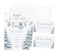 Qssfdgg Baby it's Cold Outside Blue Snow Baby Shower Invitations Set | 25 Christmas Winter Invites With Envelopes for Gender Reveal Babies Announcement, New Born Babies Shower Party Supplies -13
