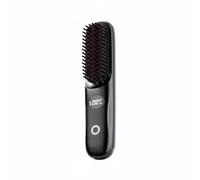 QSTDGVPW Ceramic Hair Straightener Brush Comb Heated Styling Tool USB Rechargeable 35W Ceramic Coating One-Level Temperature Control with Display Suitable for, Black, Black