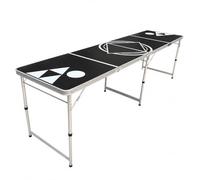 QSTDGVPW Game Activity Surface Folding Tabletop With Support Hinges And LED Strips Aluminum Alloy Frame With Wood Composite Top Suitable for parties gaming, timeless Black and White (Enha