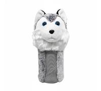 QSTDGVPW Golf Club Cover Driver Headcover Protector Furry Cartoon Dog Padded Interior Elastic Lining Soft Touch Washable Suitable for Golfer Course, Gray White Husky