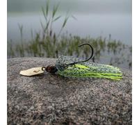 QSTDGVPW Jig Chatter Artificial Bait Vibrating Weedless Stainless Steel Bladed Silicone Skirt Realistic Eyes Suitable for Anglers Bass Recreational Fishing, Black Yellow, 7G