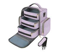 QSTDGVPW Nail Polish Organizer Case with 3 Removable Portable Manicure Tools Storage Bag Holds 72 Bottles Oxford Cloth Suitable for Manicurist Travel H, Purple
