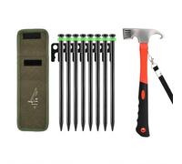 QSTDGVPW Outdoor Ground Pegs Tent Stakes Anchors Spikes With Hammer Handle And Lanyard High Carbon Steel With Storage Bag And suitable for backpacking festivals backyard use