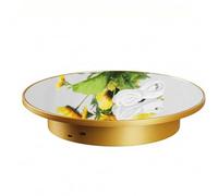 QSTDGVPW Rotating Display Stand Mirrored Electric Turntable Round USB Powered Stable Cylindrical Base Consistent Angle Rotation Suitable for Accessories, Mirror Gold, 26x26x30cm