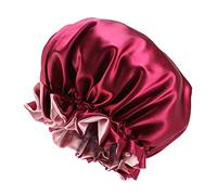 QSTDGVPW Satin Bonnet Double Layered Elastic Band Hair Cap Sleep Cap Reversible Use Skin Friendly Lightweight Material Suitable for Sleeping Showering Face Was, Wine Red