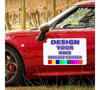 QSUM Custom Car Sticker, Personalised Rectangle Stickers Labels Customized Magnet Car Stickers with Your Any Design/Image/Text/Logo Magnetic Signs for Car, Vans,Fridge, Vehicle, Boat and Advertising