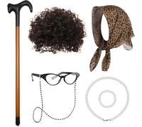 Qsvbeeqj 100 Days School Event Girls Granny Costume Old Lady Make Up Realistic Clothing For Theme Parties And Cosplay Cosplay Wigs For Girls
