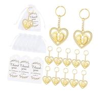 Qsvbeeqj 12Pieces Elegant Heart Foot Keychains Party Supplies For Wedding And Baby Showers With Thanks Card And Bags