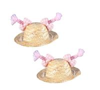 Qsvbeeqj 2PCS Pet Straw Hat for Cats Dogs Lovely Dog Party Hat Headwear Sombrero Hat for Festival Pet Birthday Party Hat Hat