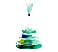 Qsvbeeqj 4-Level Roller Track Feather Chaser Toy Rotate Kitten Balls Tower Toy Teaser Interactive Boredom Relief Pet For Indoor Cats Interactive