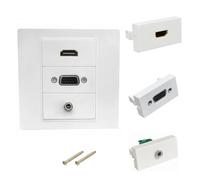 Qsvbeeqj 86mm Multimedia HDTV VGA 3.5mm Wall Plate Wall Outlet Video Socket for Easy Solderless Installation in Homes Theater PC Metal Wall Panel