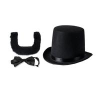 Qsvbeeqj Abrahams Lincolns Costume Hat With Beard Necktie Halloween Presidents Day Outfits Lincolns Birthday Patriotic Costume Abrahams