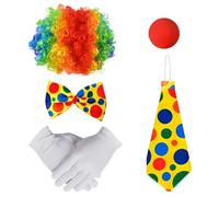 Qsvbeeqj Adults Clown Dress Up Accessories For Halloween Parties And Character Impersonation Role Play Rainbow Hair Nose Outfit Unique Clown Styles