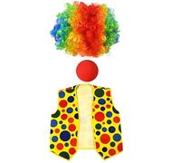Qsvbeeqj Adults Clown Dress Up Accessories For Halloween Parties And Character Impersonation Role Play Rainbow Hair Nose Outfit Unique Clown Styles
