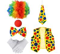 Qsvbeeqj Adults Clown Dress Up Accessories For Halloween Parties And Character Impersonation Role Play Rainbow Hair Nose Outfit Unique Clown Styles