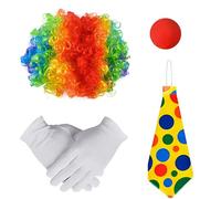 Qsvbeeqj Adults Clown Dress Up Accessories For Halloween Parties And Character Impersonation Role Play Rainbow Hair Nose Outfit Unique Clown Styles