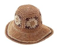 Qsvbeeqj Bucket Hat for Women Teens Wide Brim Foldable Soft Fisherman Hat Spring Anti-UV Crochet Flower Pattern Extra Wide Brim Hats for Women Color Matching with Crochet Color Matching Design Khaki