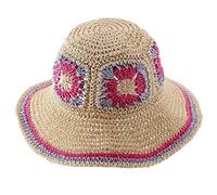 Qsvbeeqj Bucket Hat for Women Teens Wide Brim Foldable Soft Fisherman Hat Spring Anti-UV Crochet Flower Pattern Extra Wide Brim Hats for Women Color Matching with Crochet Color Matching Design Purple