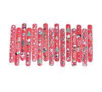 Qsvbeeqj Bulk Set Of 100 Christmas Themed Slap Bands Adjustable Size Pat Rings Colorful Wristband Bracelets Party Supplies