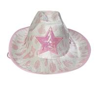 Qsvbeeqj Cowgirl Hats Sequins Star Decorations Rave Cowboy Hat With Cow Print Adult Size Cowboy Hats For Party Cow Print Star Sequins Hat Cowgirl Costume For Women Adult Girls To Wear Western