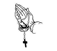 Qsvbeeqj Decals Praying Hand Decal Sticker Fashion Car Body Styling Decorative Stickers Auto Body Decoration Praying Hand With Rosary Sticker Decal White