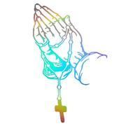 Qsvbeeqj Decals Praying Hand Decal Sticker Fashion Car Body Styling Decorative Stickers Auto Body Decoration Praying Hand With Rosary Sticker Decal White