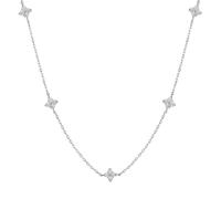 Qsvbeeqj Delicate Gold Plated Charm Pendant Necklace Adjustable Collarbone Chain With Sparkling Zirconia Silver Four Charm Necklace