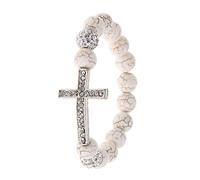 Qsvbeeqj Exquisite Rosary for Cross Jewelry White Stone Beads Must-Have Item for Catholicism Prayer Bracelets