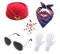 Qsvbeeqj Flight Attendants Costume Suit Stewardesses Cosplay Accessories For Halloween Party For Costume Parties Stewardess Make Up