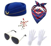 Qsvbeeqj Flight Attendants Costume Suit Stewardesses Cosplay Accessories For Halloween Party For Costume Parties Stewardess Make Up