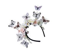 [Qsvbeeqj] Flower Butterfly Hair Bang with Bendable Wire Perfect for Garden Party and Glass Event Life Like Hair Styling Accessories