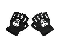 Qsvbeeqj Glowing In Dark Skeleton Cosplay Stretchy Fingerless Gloves For Kids Halloween Glowing Knitted Half Finger Mittens Grip Gloves