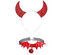 Qsvbeeqj Halloween Punk Headdress Bat Wing Halloween Hair Hoop +Choker Devil Wing Cool Girl Bat Wing Theme Accessories