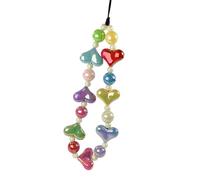 Qsvbeeqj Handmade Beaded Phone Chain Pendant Telephone Lanyard Cellphone Rope Fashion Keyring Keychain For Women Jewelry Heart Phone Cord With Beads